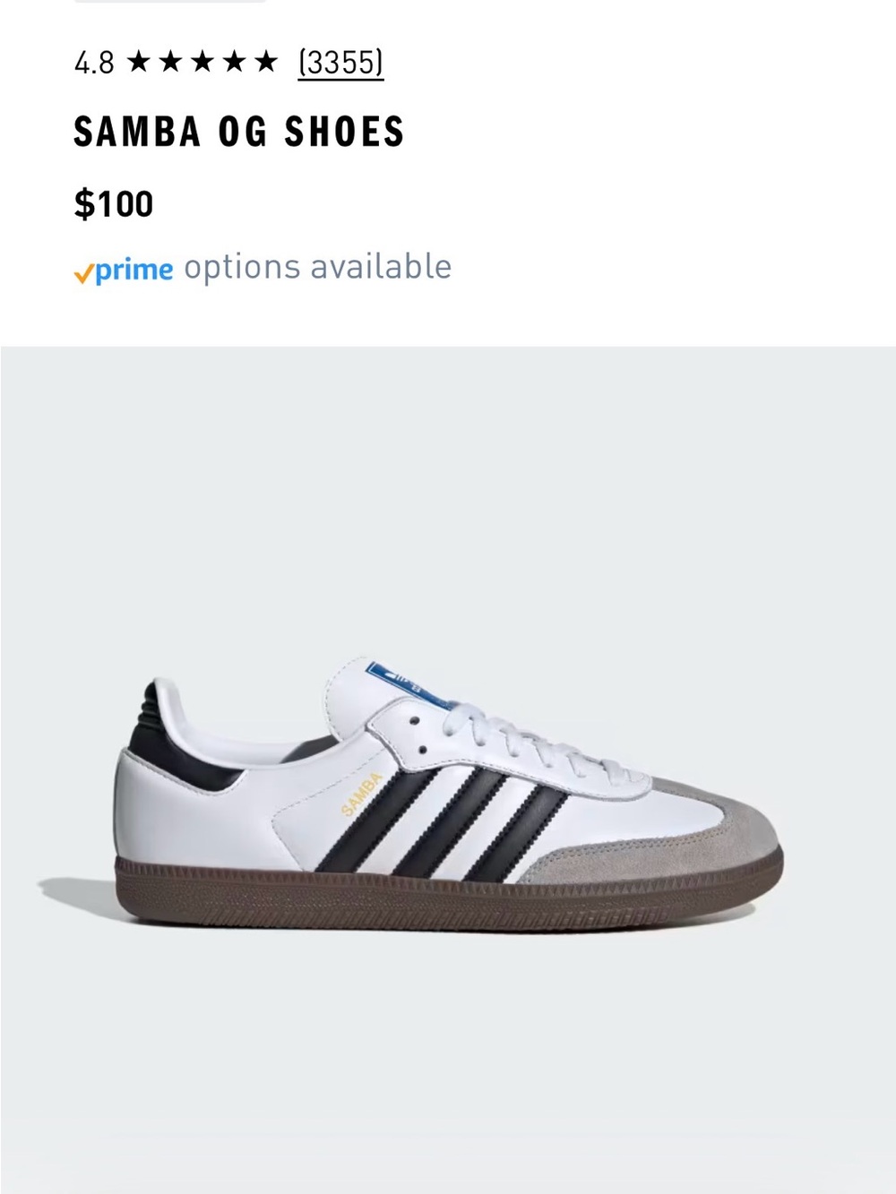 NWT adidas Samba OG White with Black Stripes
